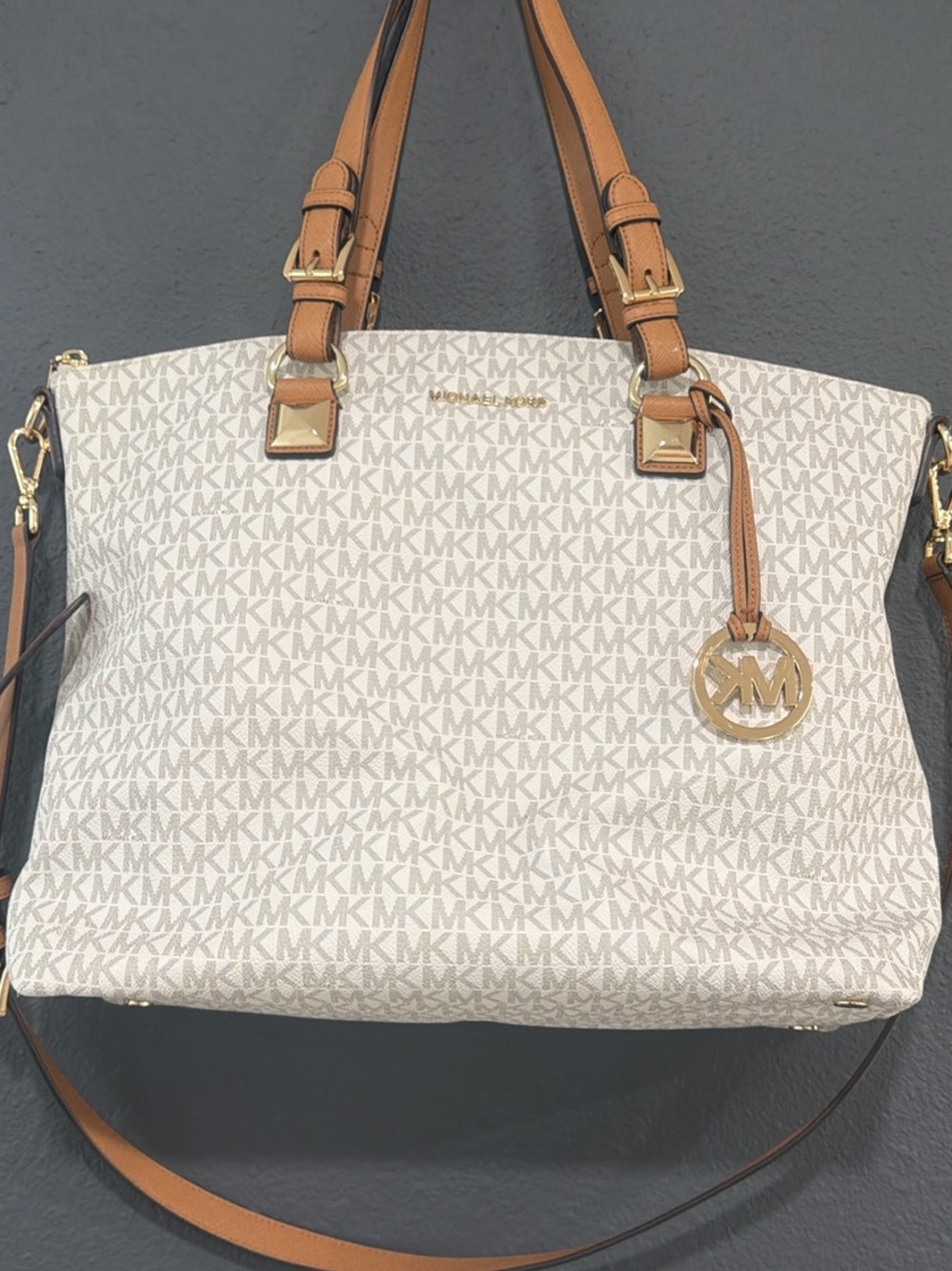 Michael Kors Beige and Tan Signature MK Tote